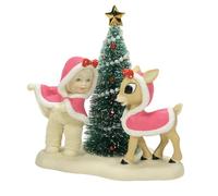 Department 56 Snowbabies Rudolph The Red-Nosed Reindeer Merry Christmas Clarice Figurine, 6.5 Inch, Multicolor