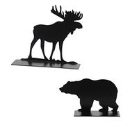 Department 56 Village Collection Accessories Wild Animal Moose and Bear Silhouette Figurine Set, 3.5 and 2 Inch, Black