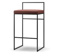 Department Bar Stool With Backrest 80 cm Black/Brown Leather