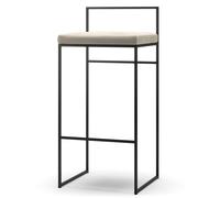 Department - Bar Stool With Backrest 90 cm, Black / Beige Velvet - Beige Velvet