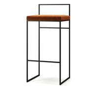 Department - Bar Stool With Backrest 90 cm, Black / Copper Glow Velvet - Copper Glow