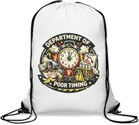 Department of Poor Timing Illustration Gym Sack Casual Drawstring Bag White