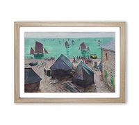 Departure of The Boats by Claude Monet Framed Print | A2 Oak Framed Wall Art | Ready to Hang | Modern Historical Picture | Living Room Bedroom Lounge Office