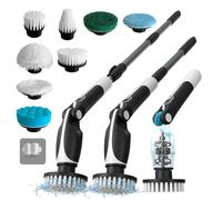 Depcler Electric Spin Scrubber - Cordless Bathroom Cleaning Brush, 2-Speed (380/500RPM), 4 Adjustable Angles, 4000mAh Battery, 8 Interchangeable Brush Heads & Storage Bag - High Power, Durable (Black)