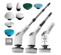 Depcler Electric Spin Scrubber with 4000mAh Battery, 380-500 RPM, 8 Replaceable Brush Heads, Adjustable Handle for Bathroom, Kitchen & Floor Cleaning