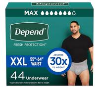 Depend FIT-Flex Incontinence Underwear for Men, Maximum Absorbency, Disposable, XXL, Grey, 44 Count (2 Packs of 22) (Packaging May Vary)