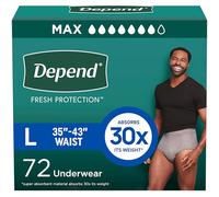 Depend FIT-Flex Incontinence Underwear for Men, Maximum Absorbency, Grey, Large, 72 Count