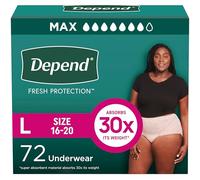 Depend FIT-Flex Incontinence Underwear for Women, Maximum Absorbency, Blush, Large, 72 Count