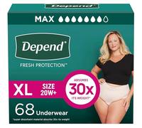 Depend FIT-Flex Incontinence Underwear for Women, Maximum Absorbency, X-Large, Blush, 68 Count