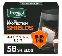 Depend Incontinence Shields for Men, Light Absorbency, 58 Count, Packaging May Vary