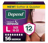 Depend Night Defense Adult Diapers, Incontinence & Postpartum Bladder Leak Underwear for Women, Disposable, Overnight, Large, Blush, 56 Count (4 Packs of 14), Packaging May Vary