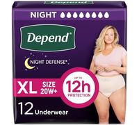 Depend Night Defense Incontinence Underwear for Women, Disposable, Overnight, Extra-Large, Blush, 12 Count (Packaging May Vary)