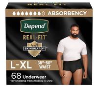Depend Real Fit Incontinence Underwear for Men, Disposable, Maximum Absorbency, Large/Extra Large, Black, 68 Count, Packaging May Vary