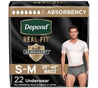 Depend Real Fit Incontinence Underwear for Men, Disposable, Maximum Absorbency, Small/Medium, Grey, 22 Count, Packaging May Vary