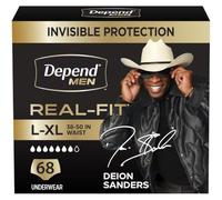 Depend Real Fit Incontinence Underwear for Men, L/XL, 68 Count | Black, Disposable, Adult Diapers for Men, Invisible Protection