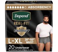 Depend Real Fit Incontinence Underwear for Men, Maximum Absorbency, Disposable, Large/Extra-Large, Grey, 20 Count (Packaging May Vary)