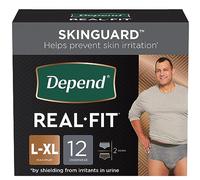 Depend Real Fit Incontinence Underwear for Men with Maximum Absorbency, Large/X-Large, 12 Count