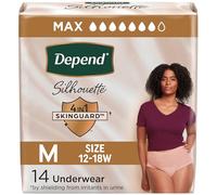 Depend Silhouette Adult Incontinence & Postpartum Bladder Leak Underwear for Women, Maximum Absorbency, Medium, Pink, 14 Count, Packaging May Vary
