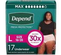 Depend Underwear for Women, Super-Plus, Large, Pack/16