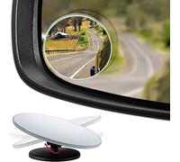 Dependable Direct HD Frameless Blind Spot Mirror - Round 2" Convex Glass Mirror - Two-Way Design (Fixed and 360° Adjustable Angle Use) - Rear View - Pack of 2