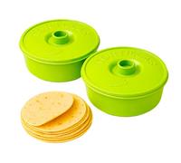 Dependable Industries inc. Essentials 2-Pack Tortilla Warmer Containers with Lid, 8.5 Inch BPA-Free Microwave Safe Insulated Holders for Tortillas Pancakes Flatbread