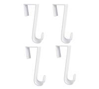 Dependable Industries inc. Essentials Plastic Over The Door Hooks - 4 Pack White Hanging Hooks for Towels, Clothes, Coats - 3.5" Closet Door Hangers for Bedroom, Bathroom, Dorm