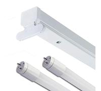 Dependable Trading GE 5ft T8 Twin LED Ready Single Ended Batten Fitting IP40, Available with or Without 23w LED T8 Bright Source Tubes (2 Tubes - Warm White 3000k)