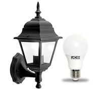 Dependable Trading LTD Traditional 4 Sided Garden/Porch Outdoor Coach Wall Lantern IP44 (Black 4 Sided + LED Bulb)