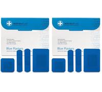 Dependaplast Food Area Blue Plasters with High Visibility and Metal Detection Properties, Easily Detectable, Individually Wrapped - Assorted Box of 100 (Pack of 2)