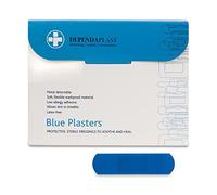Dependaplast Food Area Blue Plasters With High Visibility And Metal Detection Properties, Easily Detectable, Individually Wrapped 7.5 cm x 2.5 cm, Blue (Pack of 100)