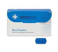 Dependaplast Food Area Blue Plasters With High Visibility And Metal Detection Properties, Easily Detectable, Individually Wrapped 4 cm x 2 cm, Blue (Pack of 100)