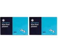 Dependaplast Wash Proof Blue Plasters. First Aid Kits Refill, Sterile, Low-Allergy Adhesive, Storage Dispenser Box of 60 Plasters (Pack of 2)