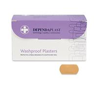 Dependaplast Washproof Plasters 4cm x 2cm - Flexible PU Plastic Film, Secure Adhesive, Breathable, Waterproof - Box of 100