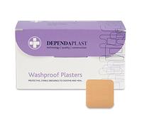 Dependaplast Washproof Plasters 4cm x 4cm - Flexible PU Plastic Film, Secure Adhesive, Breathable, Waterproof - Box of 100