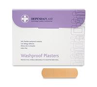 Dependaplast Washproof Plasters - 7.5 cm x 2.5 cm, Flexible PU Plastic Film, Secure Adhesive, Breathable, Waterproof - Box of 100