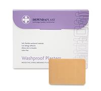 Dependaplast Washproof Plasters 7.5cm x 5cm, Flexible PU Plastic Film, Secure Adhesive, Breathable, Waterproof - Box of 50