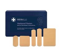 Dependaplast Washproof Plasters Assorted - Flexible PU Plastic Film, Secure Adhesive, Breathable, Waterproof - Box of 120