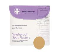 Dependaplast washproof spot plasters - Flexible PU Plastic Film, Secure Adhesive, Breathable, Waterproof - Box of 100