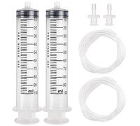 DEPEPE 2pcs 100ml Large Plastic Syringe with 2pcs 47in Handy Plastic Tubing and Luer Connections for Scientific Labs, Measuring, Watering, Refilling, Filtration, Feeding