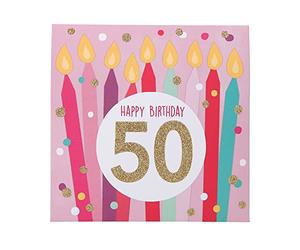 Depesche 0011694-007 Pop-Up Greetings Card for 50th Birthday Folding Card with Music Light Elements and an Original Saying Birthday Card with Envelope 15.5 x 15.5 cm