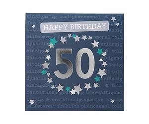 Depesche 0011694-008 Pop-Up Greetings Card for 50th Birthday Folding Card with Music Light Elements and an Original Saying Birthday Card with Envelope 15.5 x 15.5 cm