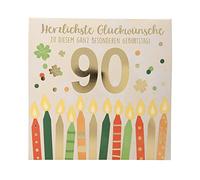 Depesche 0011694-013 Pop-Up Greeting Card for 90th Birthday Folding Card with Music, Light Elements and an Original Saying, Birthday Card with Envelope, Format 15.5 x 15.5 cm