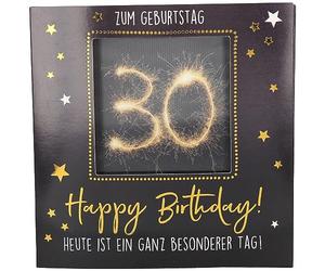 Depesche 11130-003 3D Folding Card with Music and Light Congratulations Card for 30th Birthday, Approx. 15.5 x 15.5 cm with Matching Envelope, Printed Inside and Outside