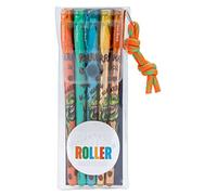 Depesche 11386 Dino World Glitter Set of 5 Gel Pens in Gold, Bronze, Orange, Blue and Green for Writing and Decorating
