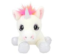 Depesche 11493 Ylvi Cuddly Toy Unicorn Lying Down in White and with Colourful Mane in Rainbow Colours, Approx. 30 cm Large Plush Toy with Silver Accents