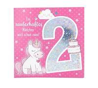 Depesche 11515-003 2nd Birthday Number Card with Music, Refined Folding Card with Original Text Inside Including Envelope, Format 15.5 x 15.5 cm