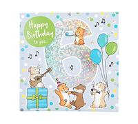 Depesche 11515-012 6th Birthday Number Card with Music, Refined Folding Card with Original Text Inside Including Envelope, Format 15.5 x 15.5 cm