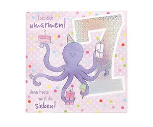 Depesche 11515-013 7th Birthday Number Card with Music, Refined Folding Card with Original Text Inside Including Envelope, Format 15.5 x 15.5 cm
