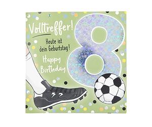 Depesche 11515-016 8th Birthday Number Card with Music, Refined Folding Card with Original Text Inside Including Envelope, Format 15.5 x 15.5 cm