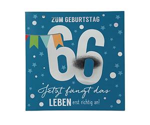 Depesche 11515-049 Number Card for 66th Birthday with Music, Refined Folding Card with Original Text Inside, Includes Envelope, Format 15.5 x 15.5 cm